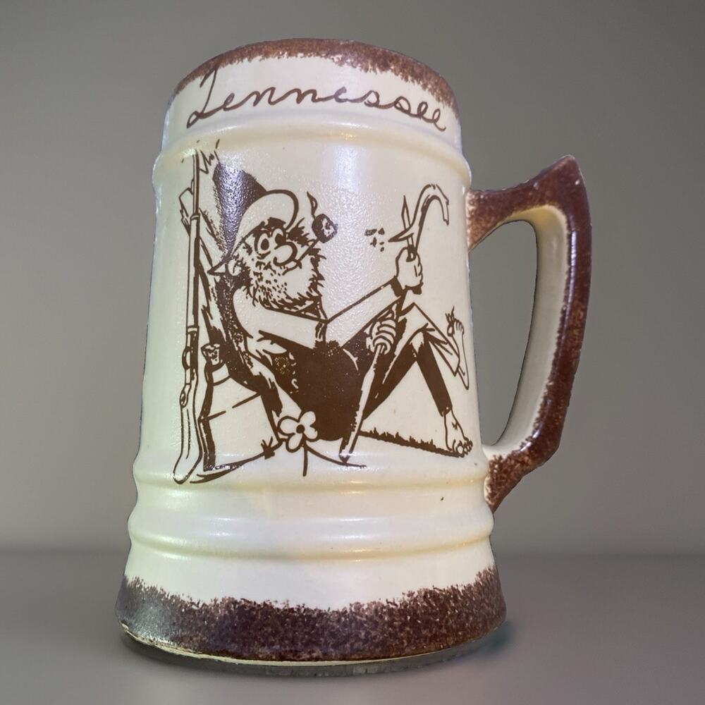 Vintage Tennessee Ceramic Beer Stein Tankard Mug 6" Redneck Hillbilly 32 oz. cap